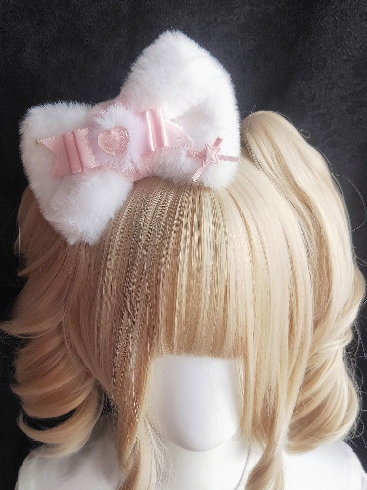 Plush Options Bowknot Decorated 3 Color Star Hairclip