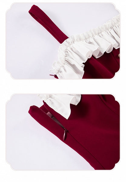 Dress Fit Lolita Slim Fashion Waist Red Elegant