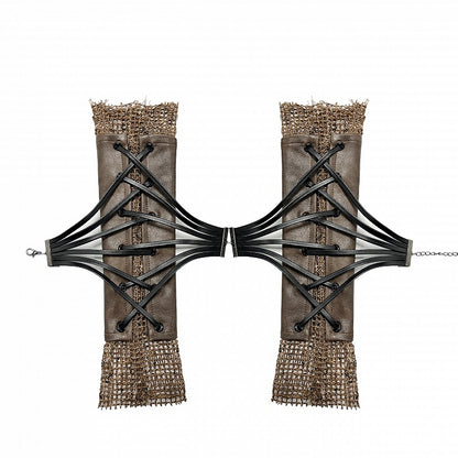 Wasteland Punk Lace-up Detail Brown Sleeves