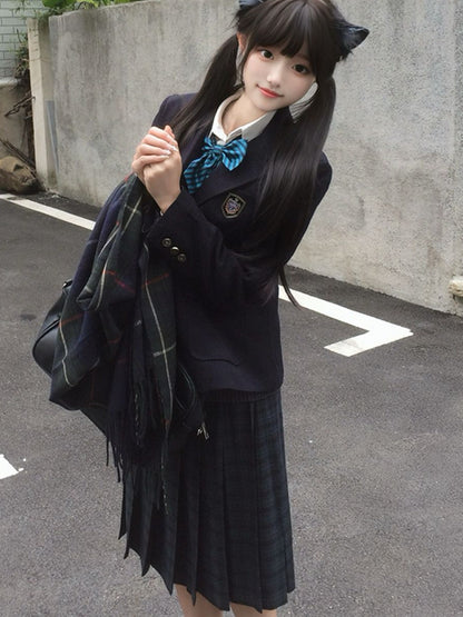 Länge 42CM/45CM/55CM/65CM Plaid Uniform Plissee Rock JK Grün Muster