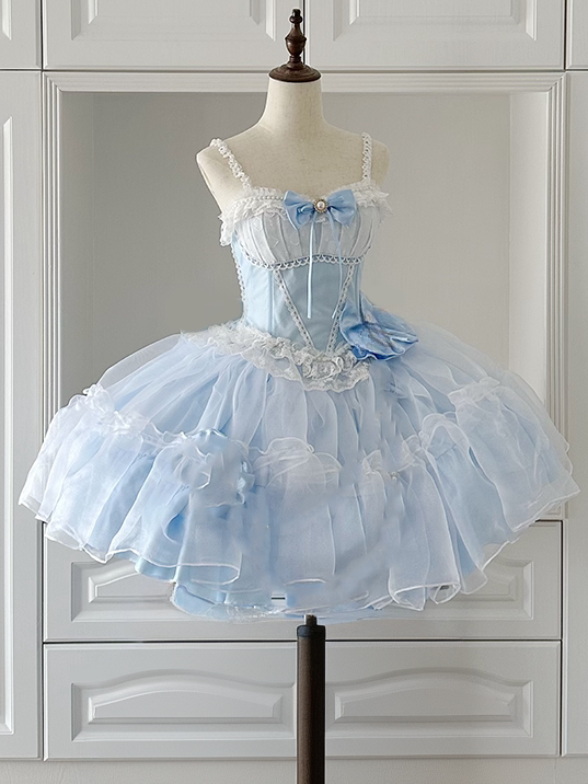 Baskenkleid Lolita Rock Taille entbeint Größen Prinzessin Blau Plus verfügbar Pullover