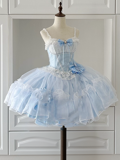Baskenkleid Lolita Rock Taille entbeint Größen Prinzessin Blau Plus verfügbar Pullover