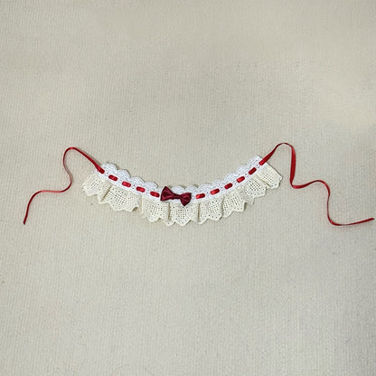 White and Choker Lace Red