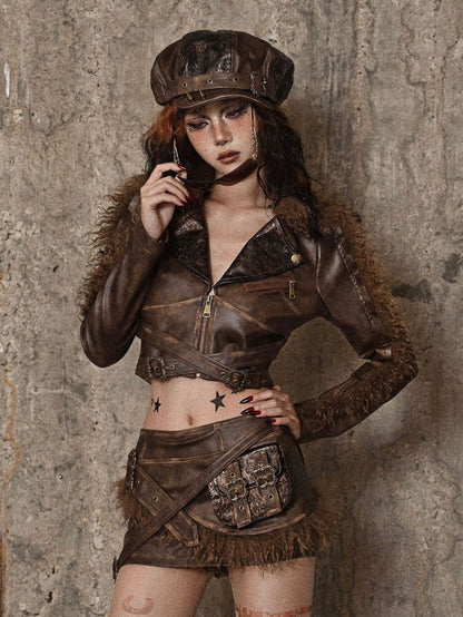 Studs Brown Wasteland Punk Hat