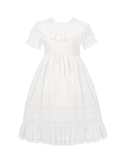White Lolita Waist Shiro High Puff Cotton Sleeves Dress Sweet