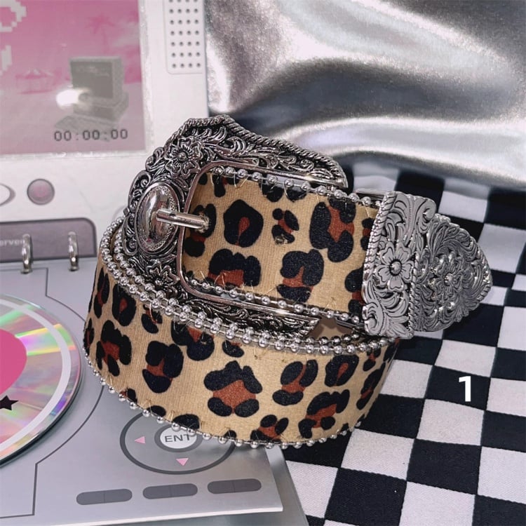 Y2K Punk Leopard Waist Belt