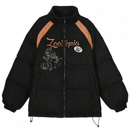 Zootopia Judy and Nick Applique Black Puffer Jacket