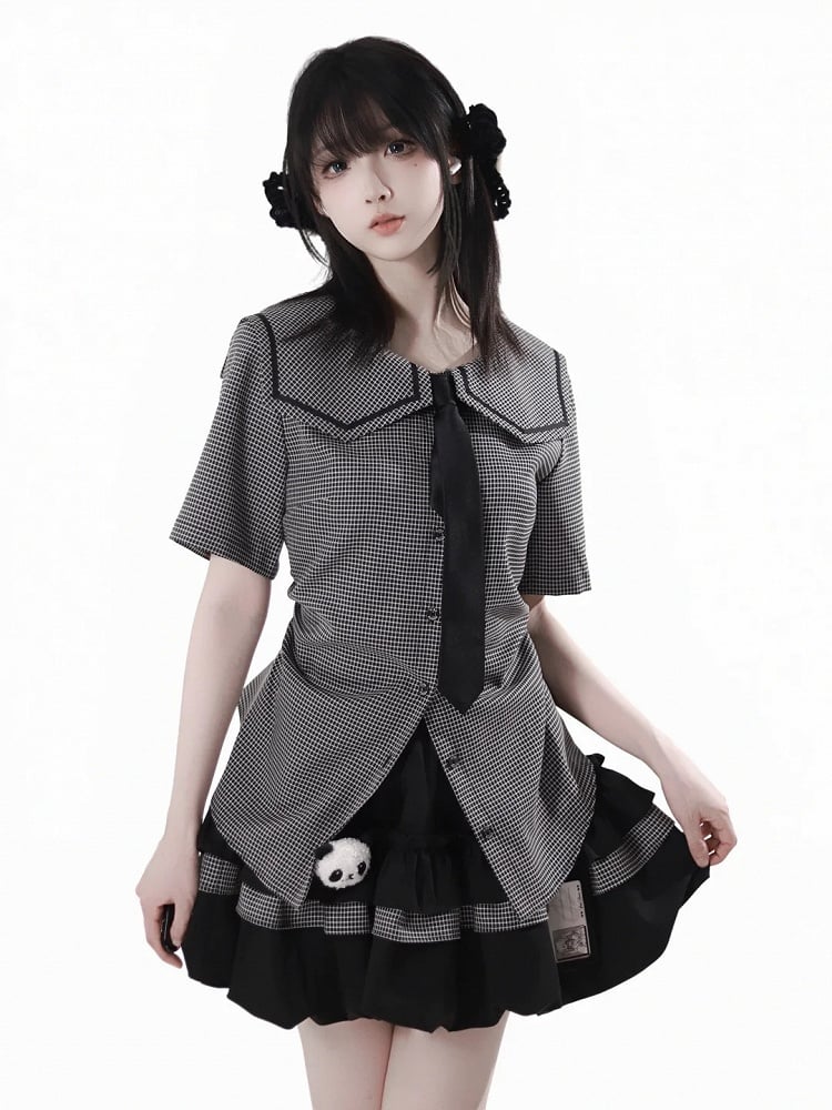 Elastic Plush Panda Bubble Skirt Waist with Card Black Holder