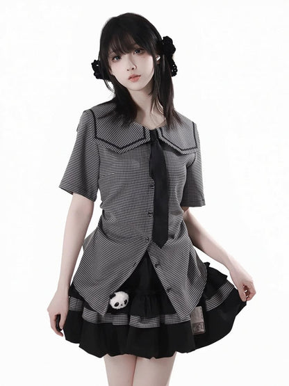Elastic Plush Panda Bubble Skirt Waist with Card Black Holder