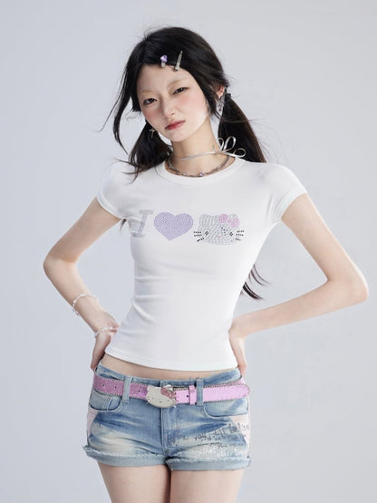 Low Blue Glamorous Y2K Denim Shorts Waist Faded Wash Raw Hem
