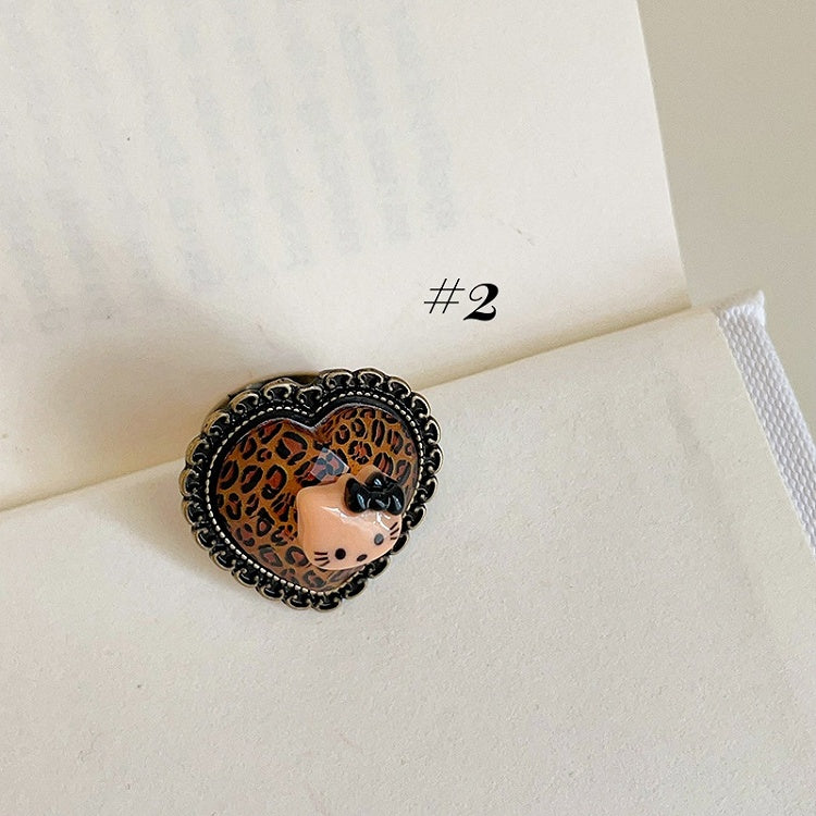 Collier/bague/bracelet/ras-du-cou motif léopard marron