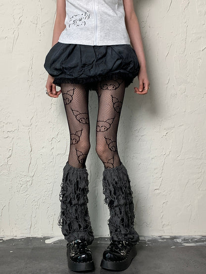 Leg Warmers Punk Gray Cut-out Design Wasteland