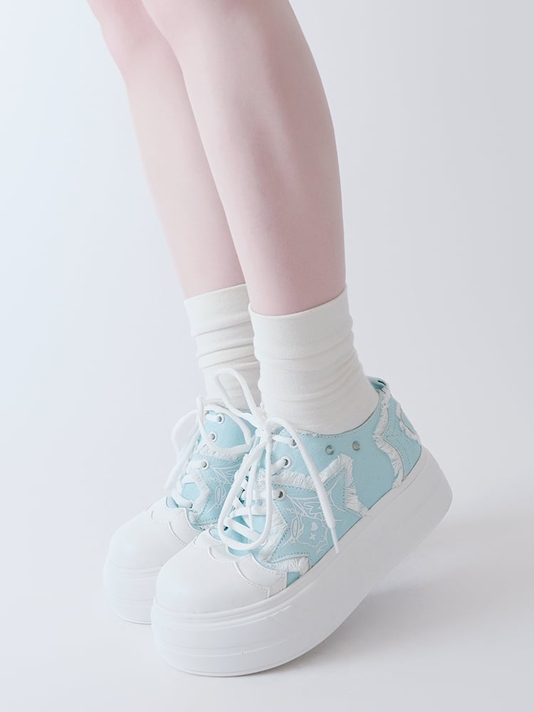 Blue Star Applique Platform Sneakers