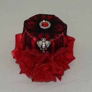 Blue/Red Hat Decorated And Rhinestone Crown Lace Mini Design Floral