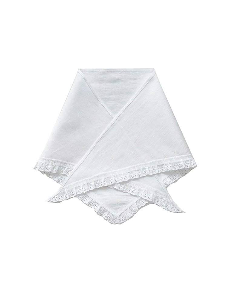 Vintage White Lece Trim Triangle Scarf