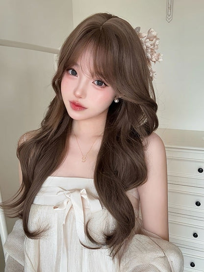 Wavy 71CM Brown Air Wig Bangs With Length