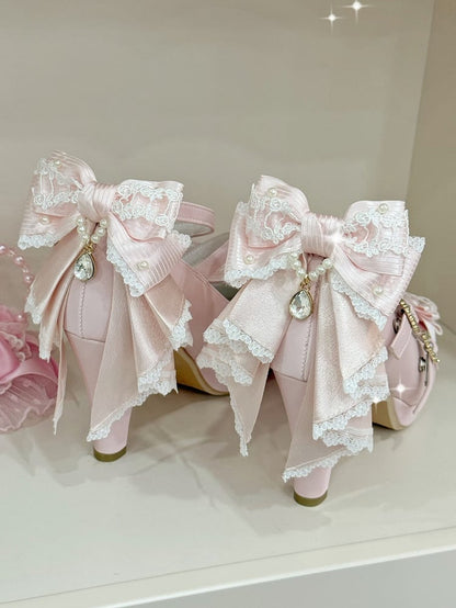 Herz Heels Schleife Rosa Crisscross Hohe Schnalle am Top-Design