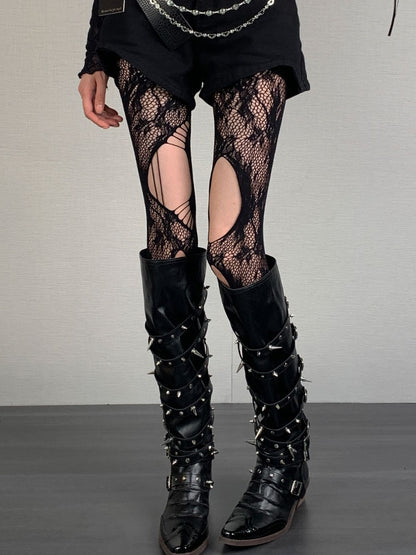 Y2K Color Options Hollow-out Design Cut-out 4 Details Tights