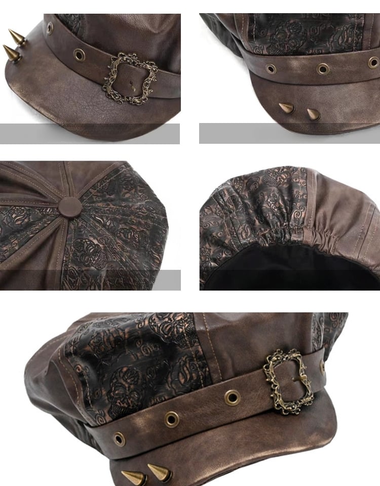 Studs Brown Wasteland Punk Hat