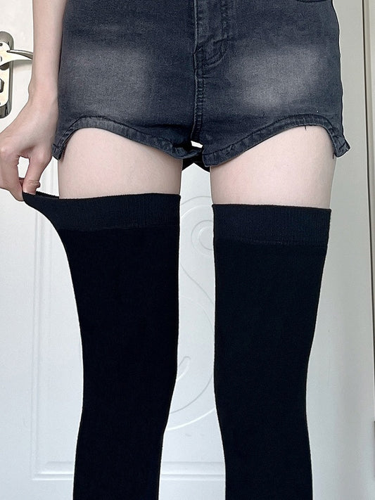 Black Grey Overknee Stockings Thicken Version