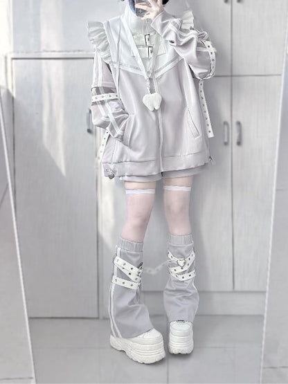 Kei Waist Gray Shorts Elastic Jirai