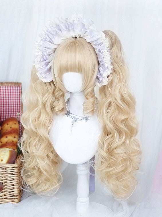 + Wig Short Double With Wavy Blonde 20CM Full Claw Bangs Ponytail 55-60CM Clips
