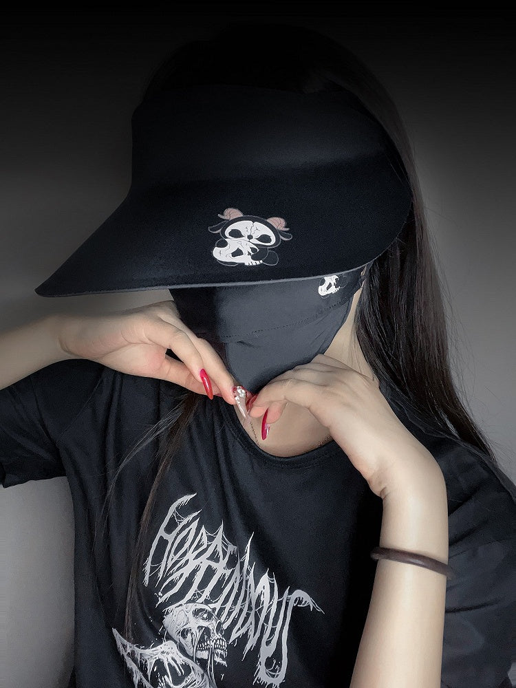Mit Hut Weiß Schutz Schwarz Gothic Reaper Print Grim and Sun