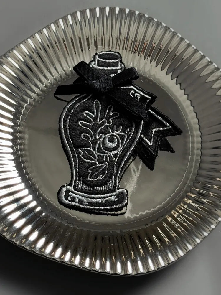 Black / Red Potion Embroidery Brooch