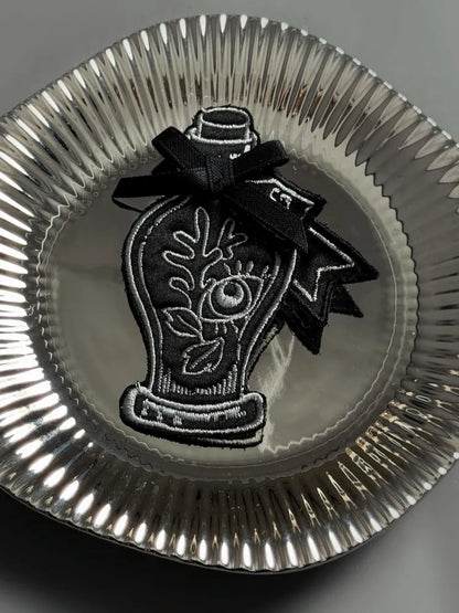 Black / Red Potion Embroidery Brooch