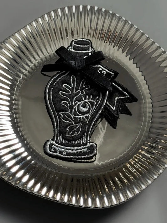 Black / Red Potion Embroidery Brooch