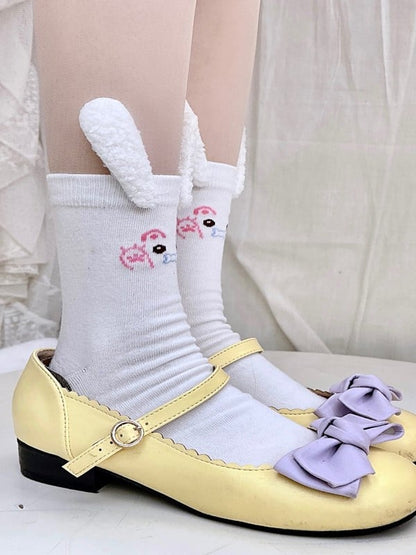 Calf With Socks White Bunny Print Ears