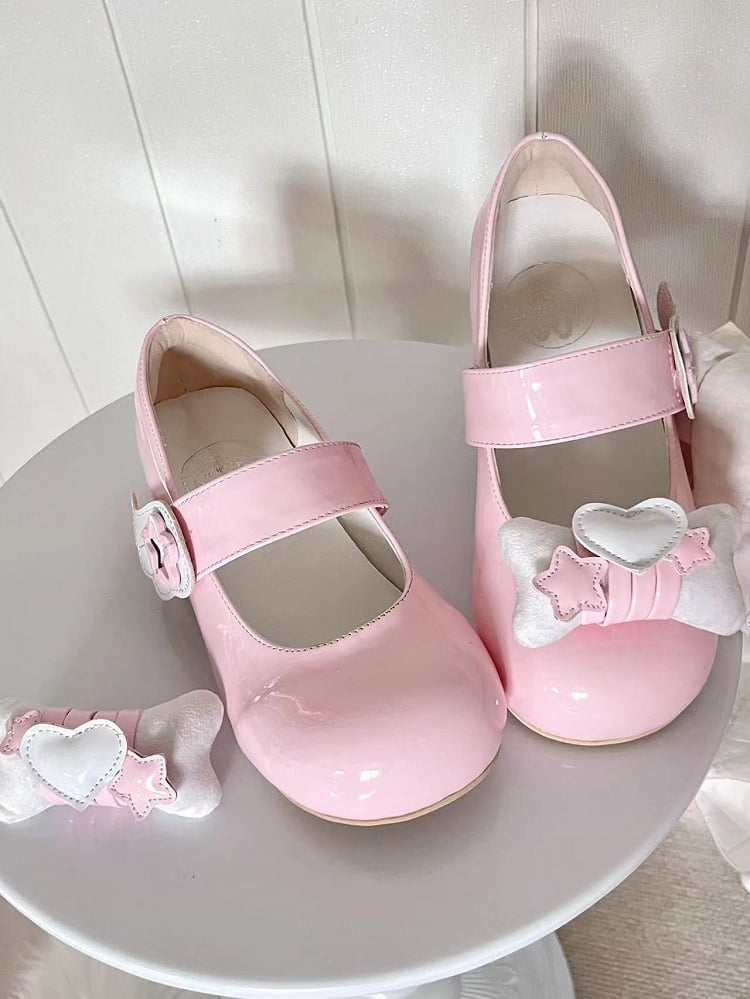 Jirai Kei Pink Lolita Star Wing Mary Jane Shoes