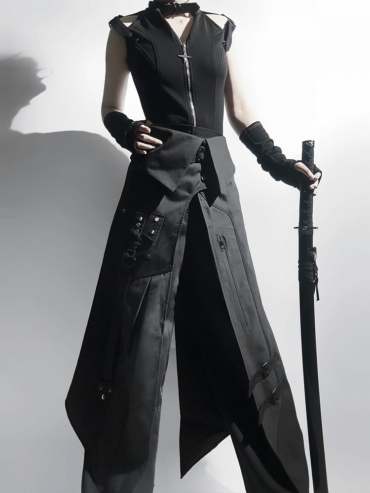 Buckle Waist Foldover Black Straps Techwear + Apron Belt