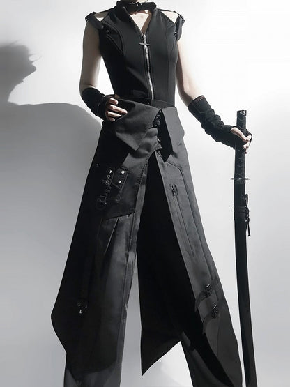 Buckle Waist Foldover Black Straps Techwear + Apron Belt