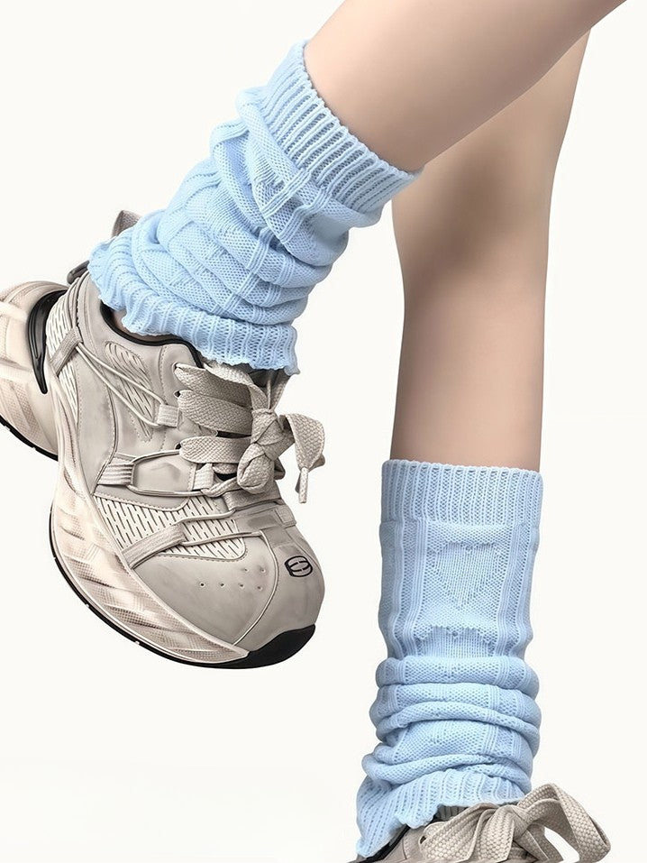 Knitted Blue/Yellow/Black/White Leg Warmers