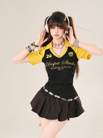 Black Elastic Waist Mini Bubble Skirt