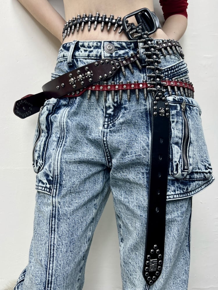 Y2K Gothic Punk Studs Bullets Waist Belt