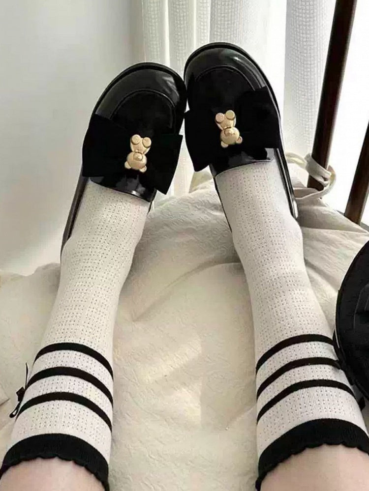 Verziert mit Black Bear Top Bow Loafers