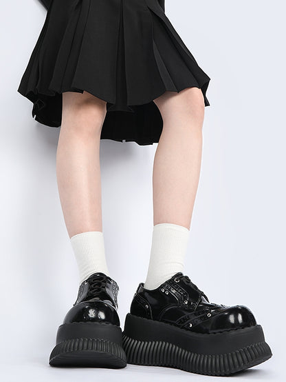Lace-Up - Platform Details Shoes Design Bittersweet Black Studded