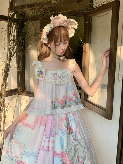 Haut tulipe rose clair brodé lapin