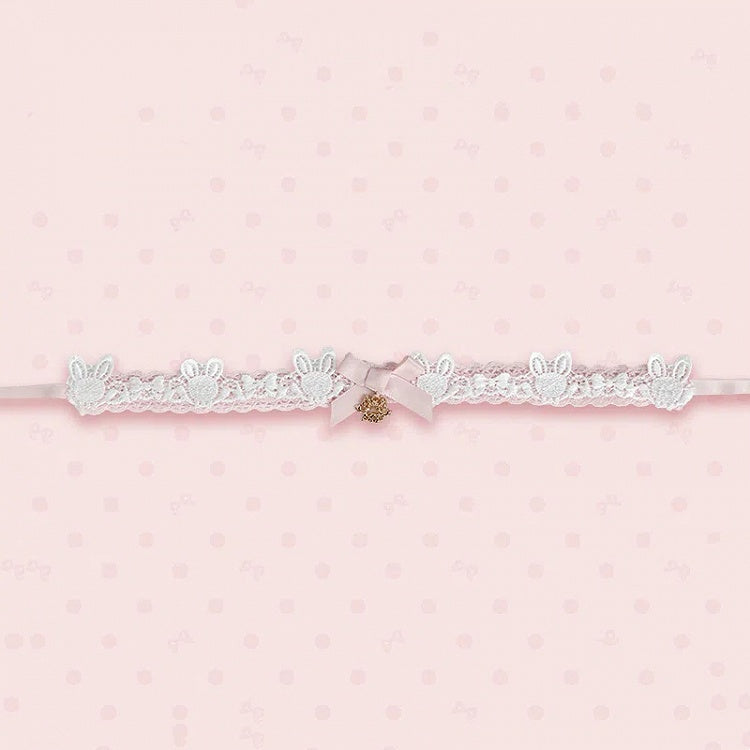 Lace Pink Bunny and White/Black Choker