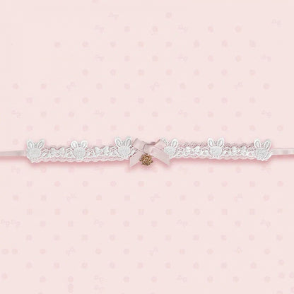 Lace Pink Bunny and White/Black Choker