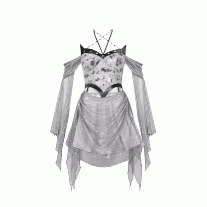 Dress Cyberpunk Futuristic Silver Tie Halter Neck Midriff Dye Y3K Fashion Cutout