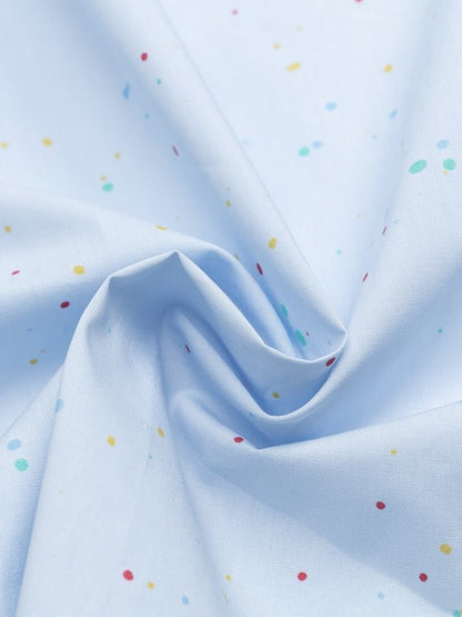 Short/long Sleeves Shirt with Decorated Blue Faux Sleeves and Adorable Dog Embroidery