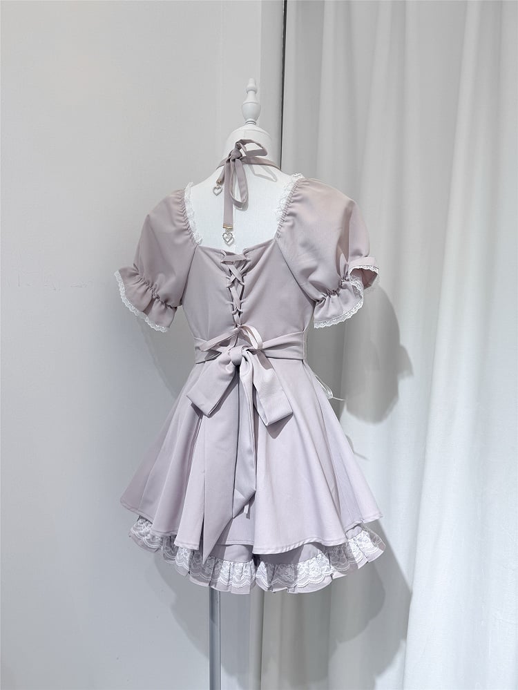 Kleider-Shorts-Set: Knöpfe, Herz-Coord + Sweet Kei Jirai mit hellrosa geformtem Neckholder