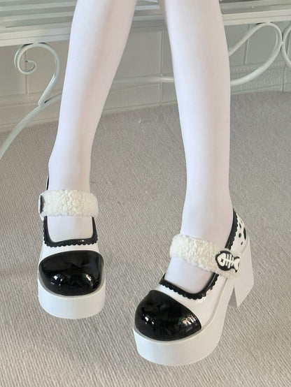 White Jirai Kei Claw Fishbone Platform Shoes