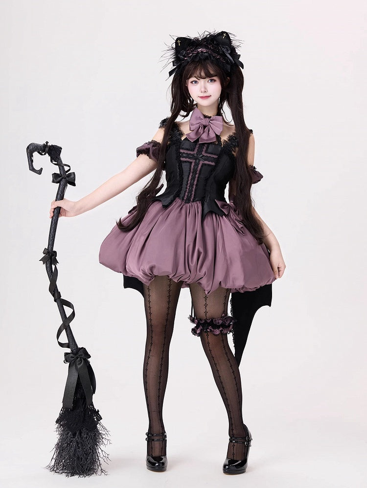 Black Ears Kitty and Hairband Purple