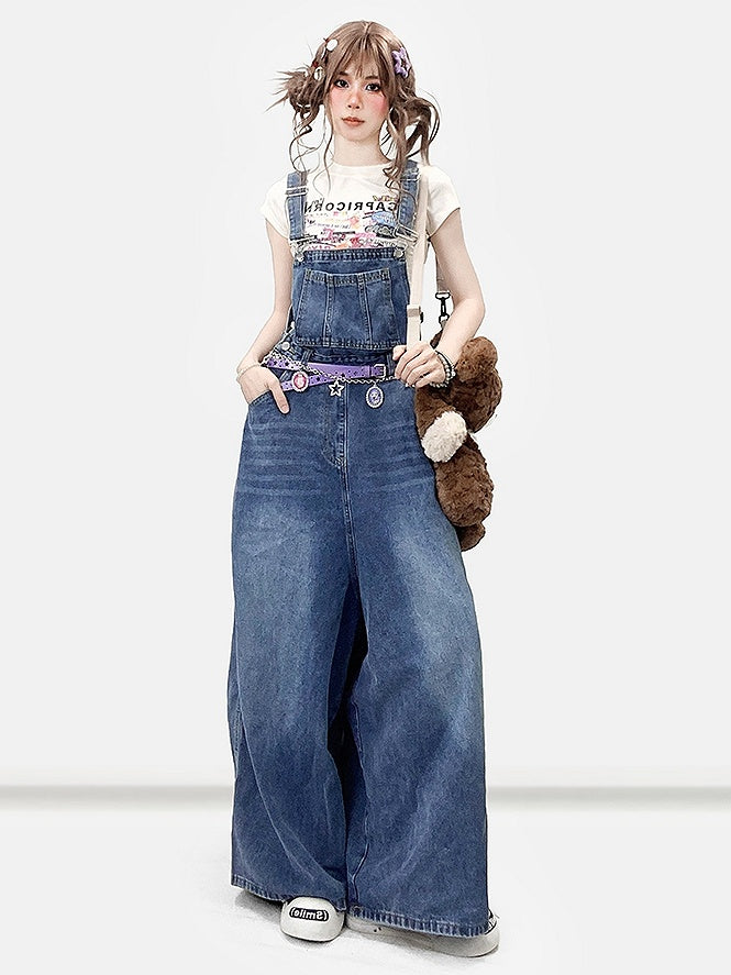 Jeans Cut Blue Y2K Wide-leg Bittersweet Overall