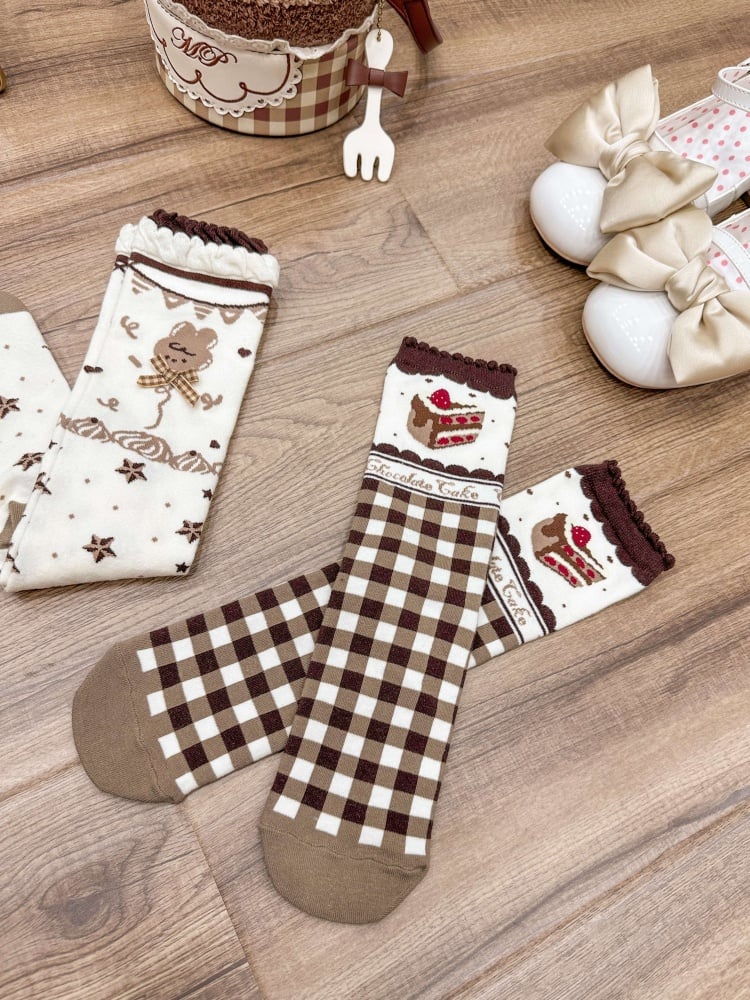 Chcoclate Theme Brown Sweet Lolita Calf Socks