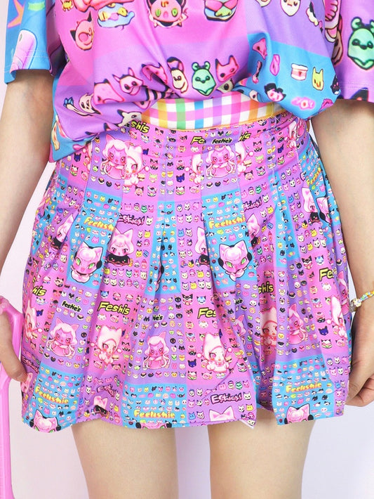 Y2K Cartoon Plaid Rock Buntes Druckmuster